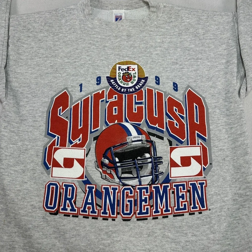 Vintage SU Syracuse Orangemen Sweatshirt Mens Medium Gray 1999 Logo7 Orange Bowl